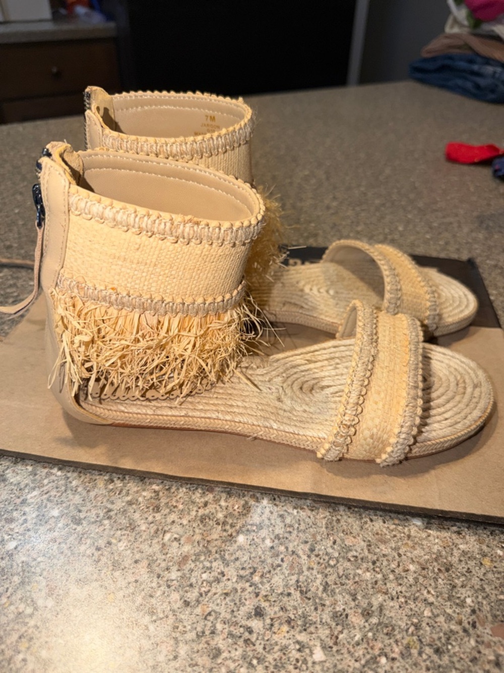 New Leon Max Fringed Ankle-Cuff Raffia Sandals